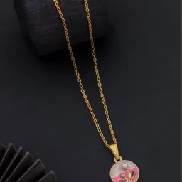 SZN Set Of 2 Stainless Steel Gold-Plated Dolphin Shaped Enamelled Pendants With Chains image 3