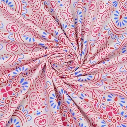 BOMBAY DYEING Pink & Blue Floral 144 TC Queen Bedsheet with 2 Pillow Covers image 2