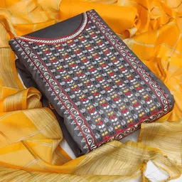 Ishin Floral Embroidered Zari Unstitched Dress Material-picture-23