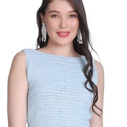NYCRA Women Floral Self Design Cotton Crochet Tank Crop Top-image-0