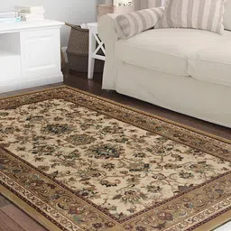 Sapana Carpet-Mats Cream-Coloured Traditional No Shredding Polypropylene Carpet-picture-27