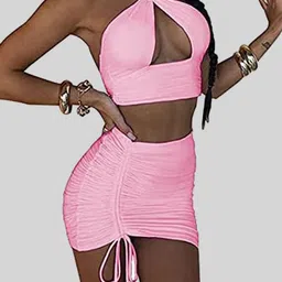 LULU & SKY Halter Neck Top With Skirt Co-Ords image 5