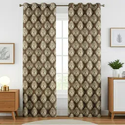 UrbanArts Brown & Beige Set of 2 Ethnic Motifs Room Darkening Long Door Curtain-picture-10
