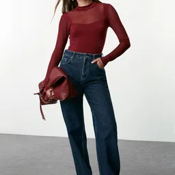 Trendyol Women Solid Round Neck Bodysuit-picture-38