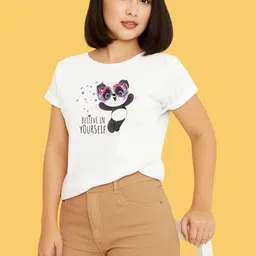 Moda Rapido Women Typography Printed Round Neck T-shirt-picture-21