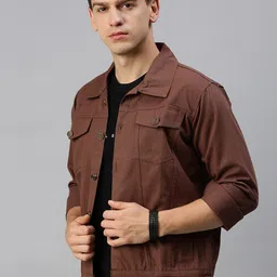 Kaali Peeli Men Solid Spread Collar Denim Jacket-picture-13