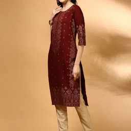 Anouk Ethnic Motifs Printed Round Neck Straight Kurta With Trousers image 3