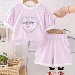 INCLUD Girls Embroidered Puff Sleeves T-shirt With Shorts-picture-25