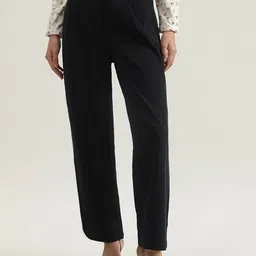 Iconic Women Solid Loose Fit High-Rise Pleated Trousers-image-91