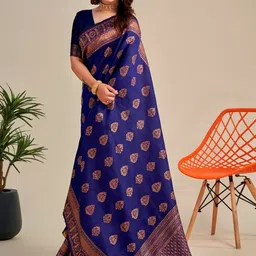 Vastravatika Ethnic Motifs Woven Design Zari Kanjeevaram Saree With Blouse Piece image 4