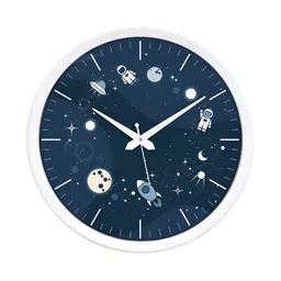 RANDOM White & Blue Printed Contemporary Wall Clock image 2