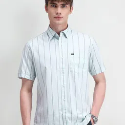 Arrow Sport Men Classic Spread Collar Vertical Striped Cotton Casual Shirt-picture-29