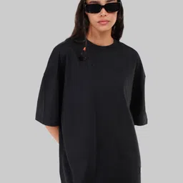 Underrated Club Women High Neck Drop-Shoulder Sleeves Bio Finish Applique T-shirt-picture-23