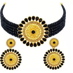 Women Click Gold-Plated Artificial Stone Studded & Beaded Jewellery Set-picture-41