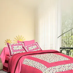 MILAAV Pink Floral 144 TC Bedsheet with 2 Pillow Covers-picture-11