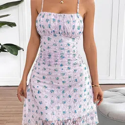 Outzidr Women Floral Mini A-Line Dress-image-40