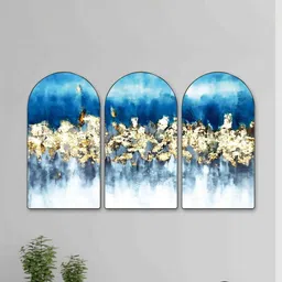 SAF Blue Set of 3 Piece MDF Other Wall Paintings-picture-18