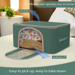 Kuber Industries Green & Pink Set of 1 Reusable Drawer Organiser With Handles image 4