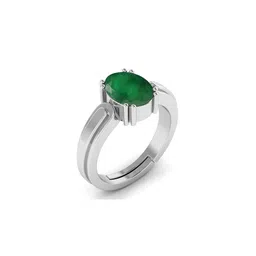 RRVGEM Emerald 6.50 Ratti Silver Plated Adjustable Ring image 2