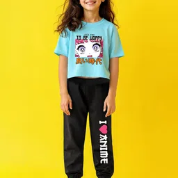 YK X Trampoline Girls Printed Top With Track Pant-picture-29