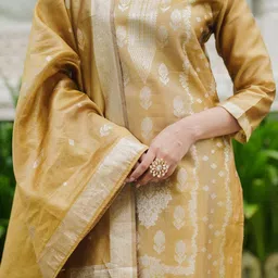 Indo Era Women Ethnic Motifs Regular Kurta with Trousers & With Dupatta image 3