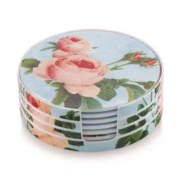 sunlife 7-Pcs Blue Printed Round Coasters With Stand-picture-27