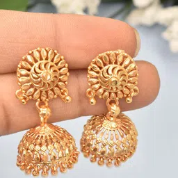MEIRA JEWELLERY Gold-Plated Dome Shaped Jhumkas image 1