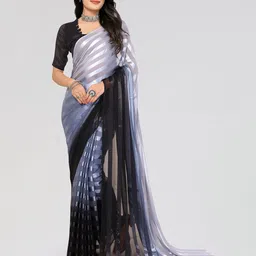 Moda Rapido Striped Printed Satin Saree With Unstitched Blouse Piece-picture-27