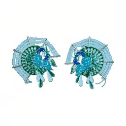 MYSTERIOUSMART Peacock Shaped Jhumkas Earrings-picture-32