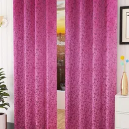 Galaxy Home Decor Pink Set of 2 Room Darkening Long Door Curtain-picture-38