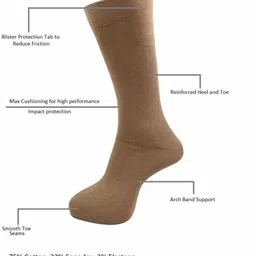 Akeeta Unisex Pack Of 3 Khaki Plain Cotton Calf Length Socks image 3