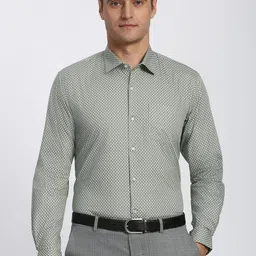 Peter England Men Geometric Printed Spread Collar Pure Cotton Formal Shirt-picture-43