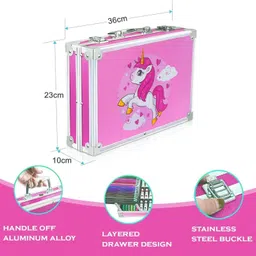 pavya Unicorn Art Set for Kids, 145 Pieces Drawing Kit, Oil Pastels, Paint Brushes image 4