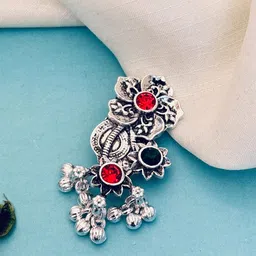 ABDESIGNS Silver Plated Stone Studded Saree Clip Saree Accessories-image-84