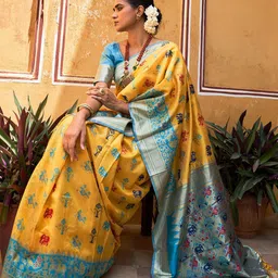 KALINI Woven Design Zari Ready to Wear Patola Saree image 5