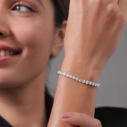 Rubans Rhodium Plated Sparkling AD & Cubic Zirconia Studded Tennis Bracelet-picture-43