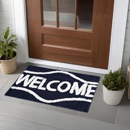 Kuber Industries 6Pcs Blue Printed Rectangle Anti Skid Doormats image 1
