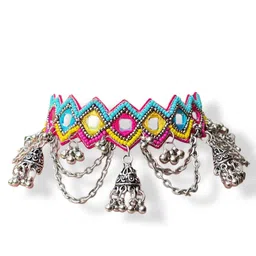 UnfoldSelf Silver-Plated Mirror Beaded Statement Necklace image 3