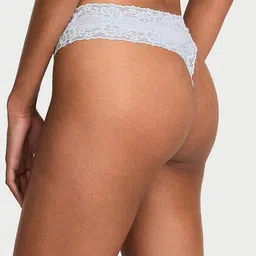 Victoria's Secret Women Low-Rise Self Design Lace Outer Elastic Thong Briefs image 2