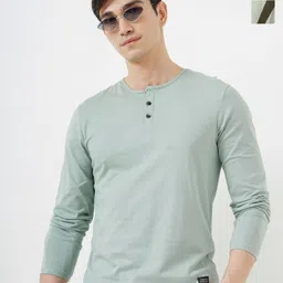 Genoa Men 2 Henley Neck Pure Cotton Slim Fit T-shirt-picture-37