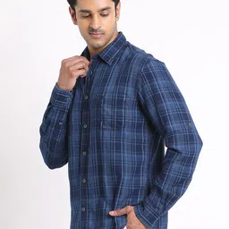 Indian Terrain Windowpane Checks Checked Spread Collar Classic Pure Cotton Slim Fit Shirt image 2