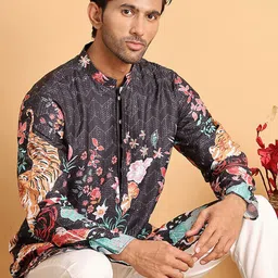 Anouk Men Floral Embroidered Sequinned Kurta image 4
