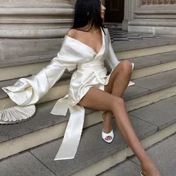 StyleCast Women Off-Shoulder Flared Sleeves Wrap Mini Dress-picture-27