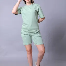 Lazy Lush Round Neck T-Shirt With Shorts Co-Ords image 3
