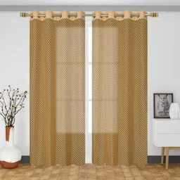 UrbanArts Gold-Toned Embroidered Sheer Long Door Curtain image 5
