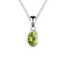 GenZcomplex Green Peridot Stone Silver-Plated Oval Pendant-picture-17