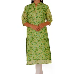 PARTH SY FASHION Women Green Blended Straight Kurtas-picture-19