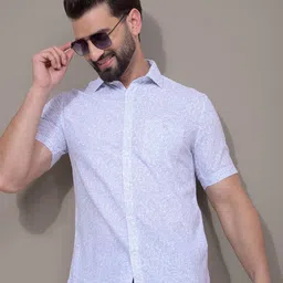 Crimsoune Club Men Classic Fit Floral Printed Spread Collar Cotton Casual Shirt-picture-36