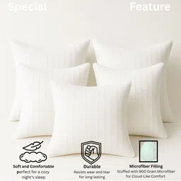 Siroki Bond 2 Pieces White Striped Square Cushions image 5