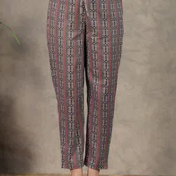 Aramya Women Ajrakh Printed Pure Cotton Straight Fit Trousers-image-93